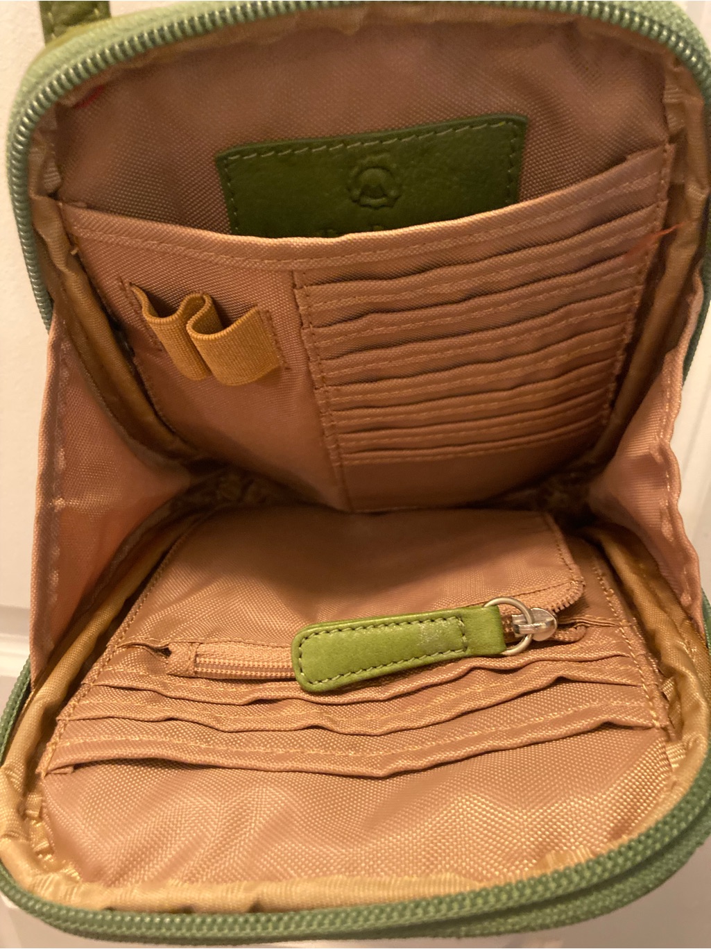 Osgood Marley- Mini Organizer In Olive Green, Leather Crossbody — image 2 of 8